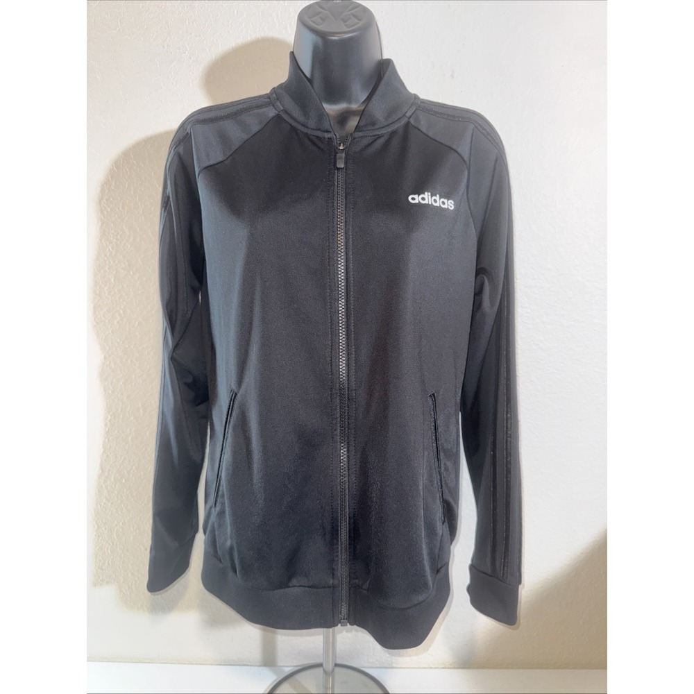 Adidas Black Track Jacket Black Stripes Women's Size Small Soccer ⚽️ Football